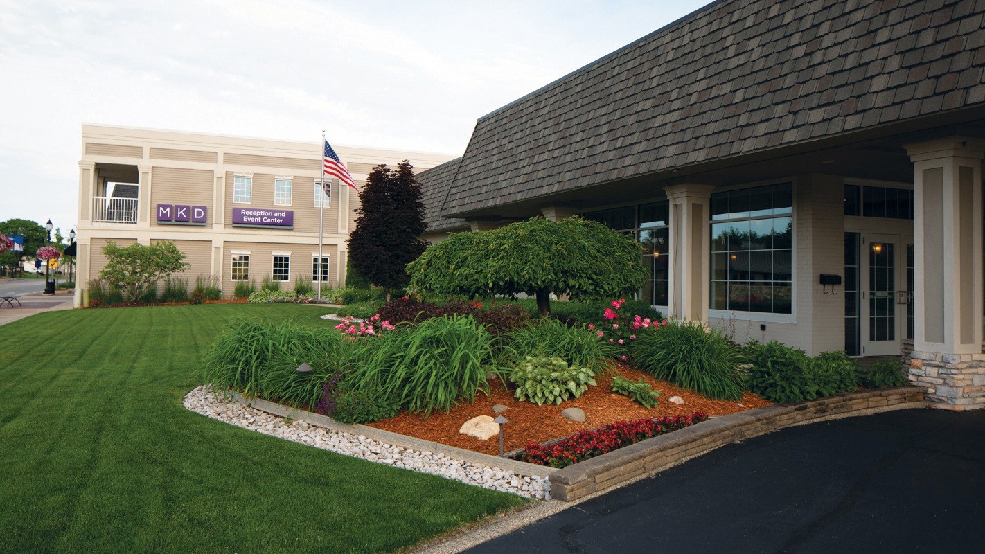 Elegant event center with landscaped garden